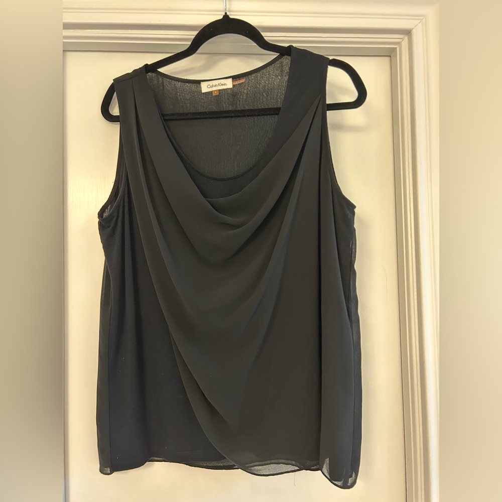 Calvin Klein Women's Charcoal Drape Blouse